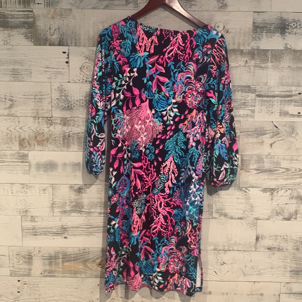 ❌SOLD❌🎉Host pick! Lilly Pulitzer Shae Dress NWT Onyx Twilight Coral Engineered - Picture 5 of 9